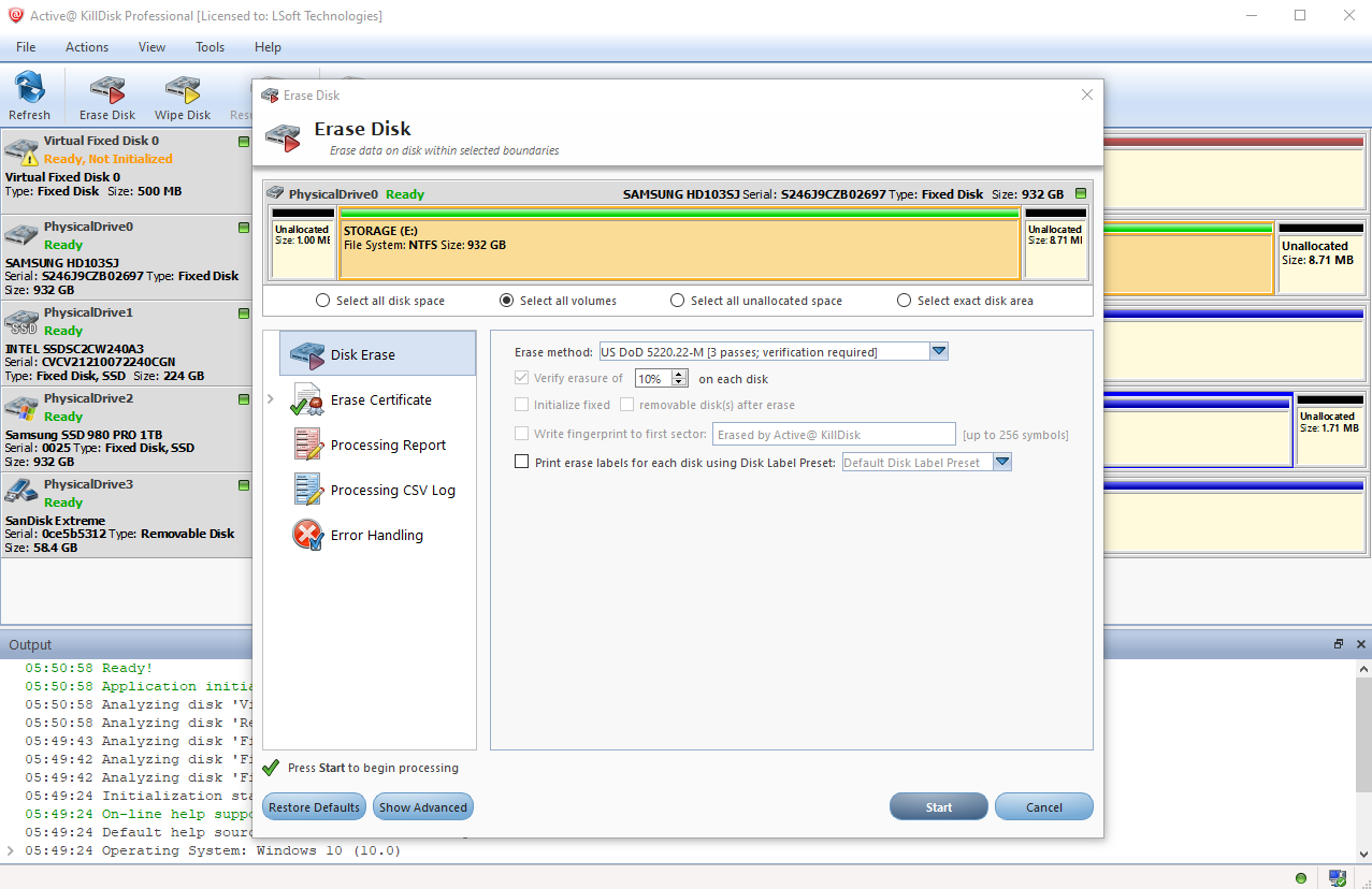 A Comprehensive Data Destruction Solution with 20 Sanitizing Standards