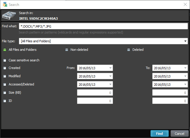 Customize scan