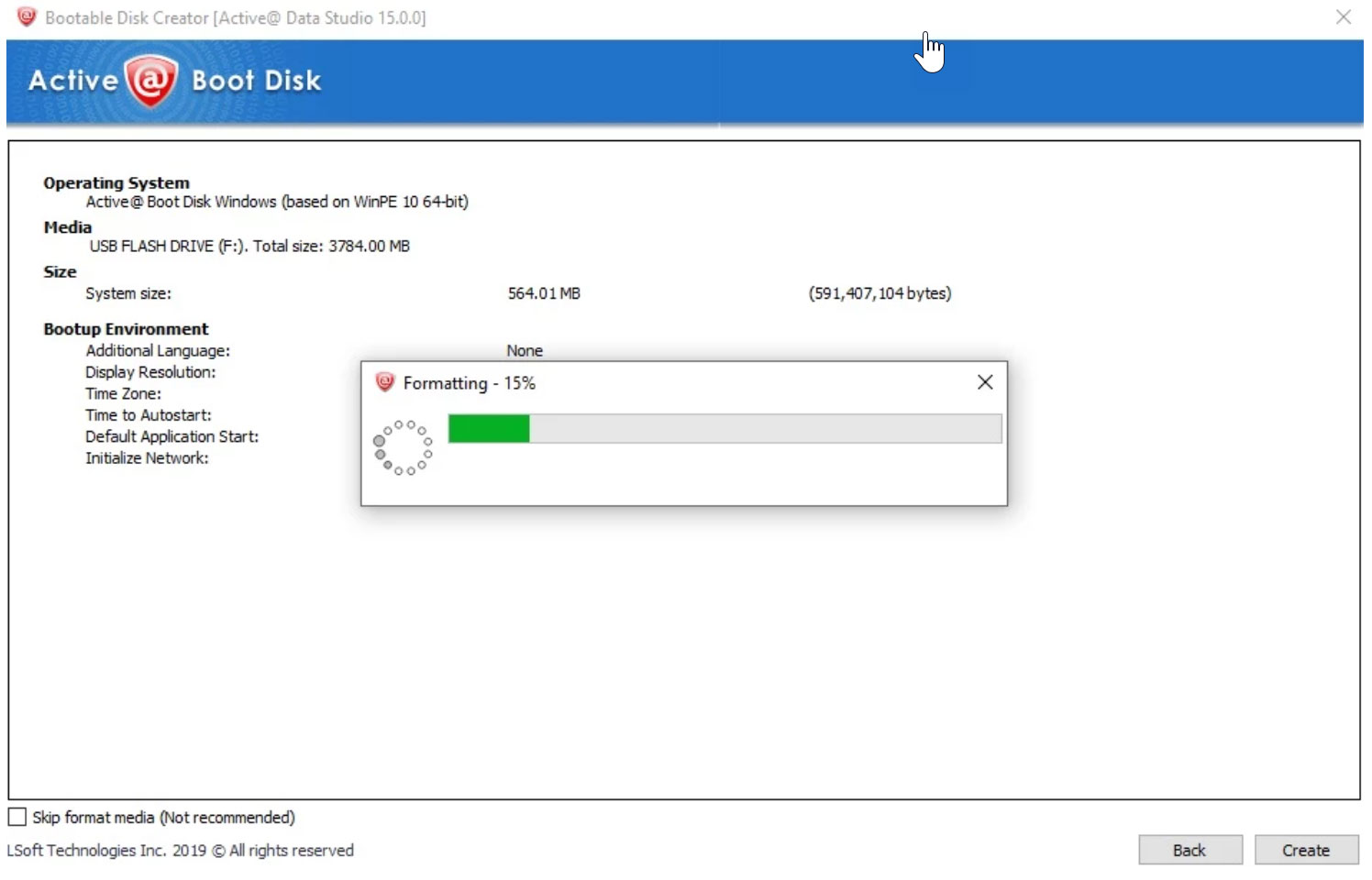 The installation settings - Active@ Boot Disk