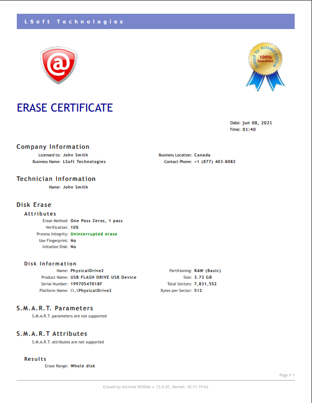 Customized certificate