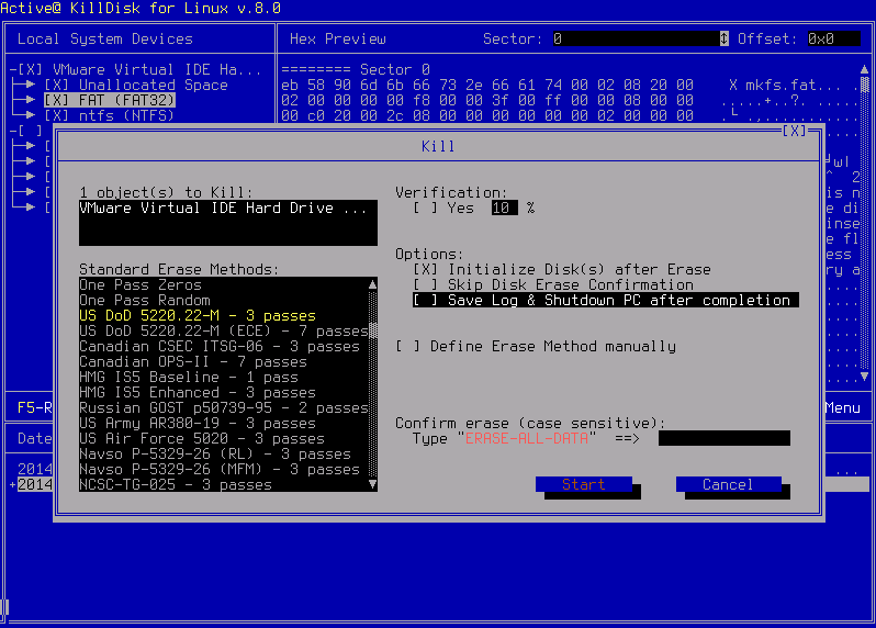 Active@ KillDisk for Linux screenshot