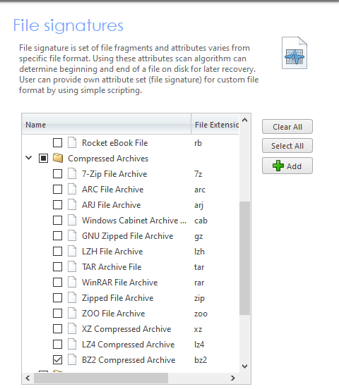 Active UNDELETE Automatic Recovery of Compressed Archives with File Signatures. BZ2