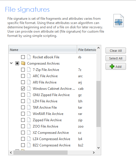 Active UNDELETE Automatic Recovery of Compressed Archives with File Signatures. CAB