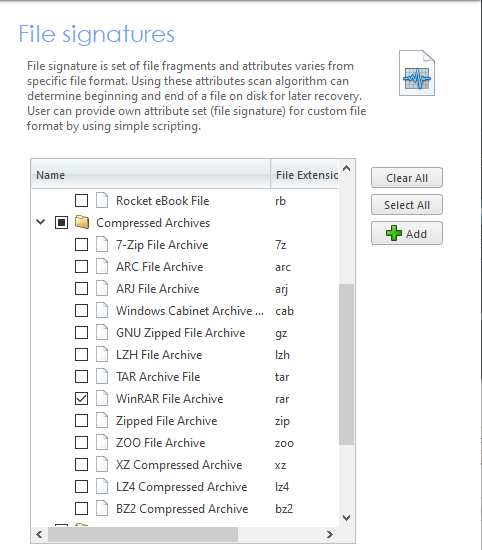 Active UNDELETE Automatic Recovery of Compressed Archives with File Signatures. RAR